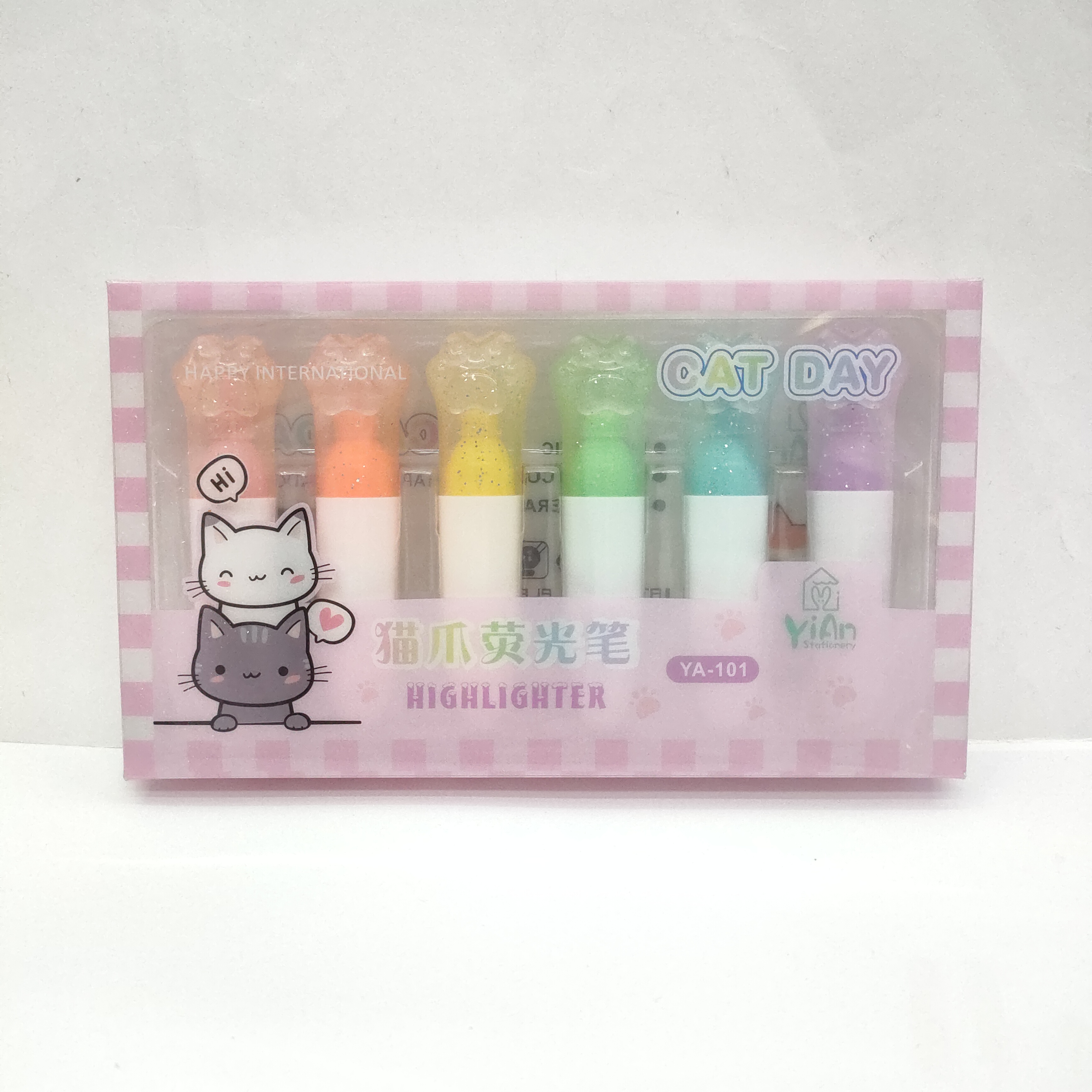 Cat paw highlighter pen, student key point marking pen, large-capacity drawing notebook pen