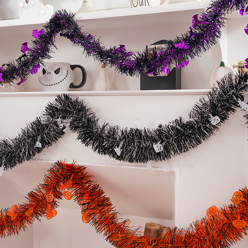Manufacturers Direct Sales Halloween Ghost Festival Atmosphere Decoration Supplies Pumpkin Witch Spider White Ghost Decoration Sliver Color Strip details Picture