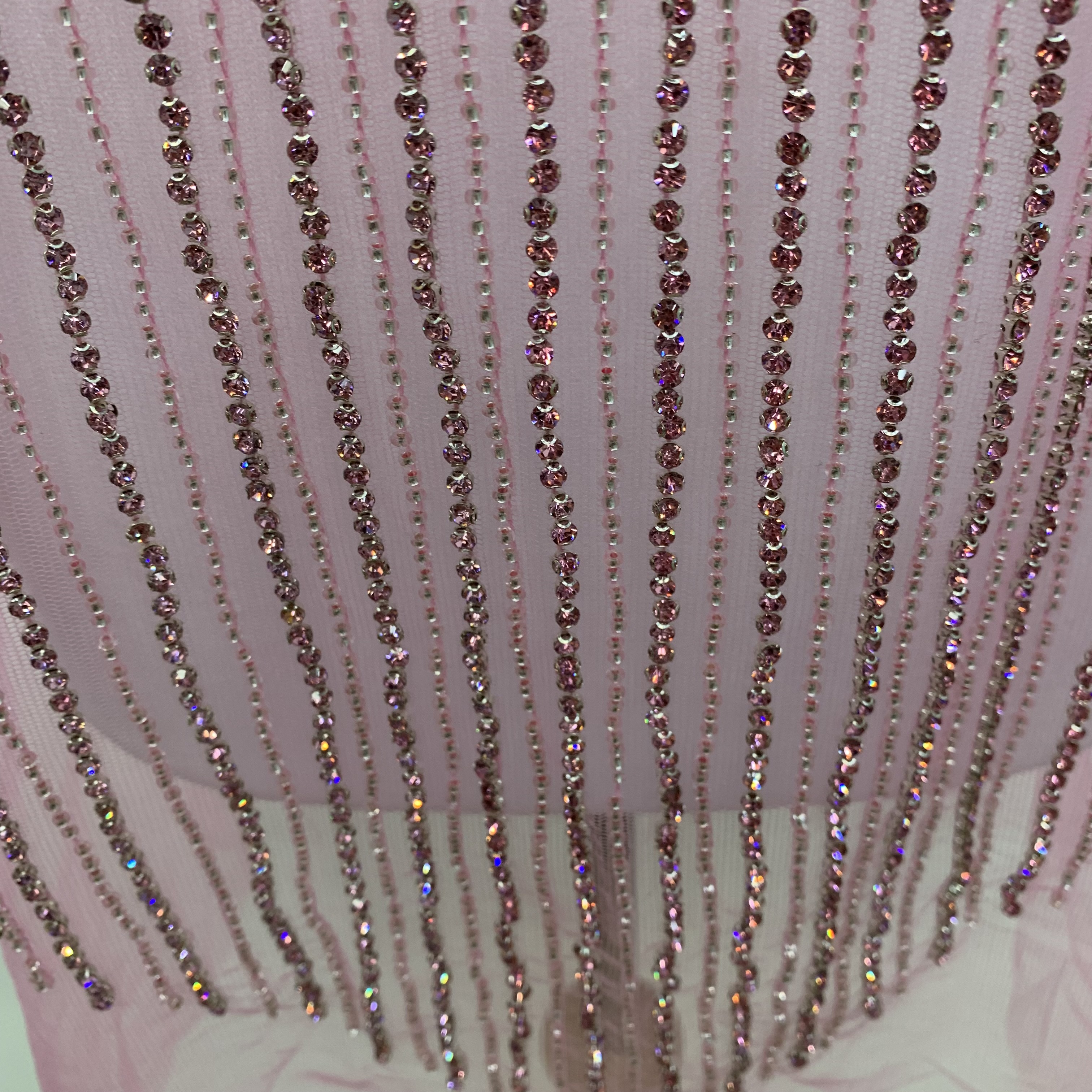 Pink Advanced Heavy Industry Multi-Layer Tassel Rhinestones Fashion Dress Decoration Application Scenario
