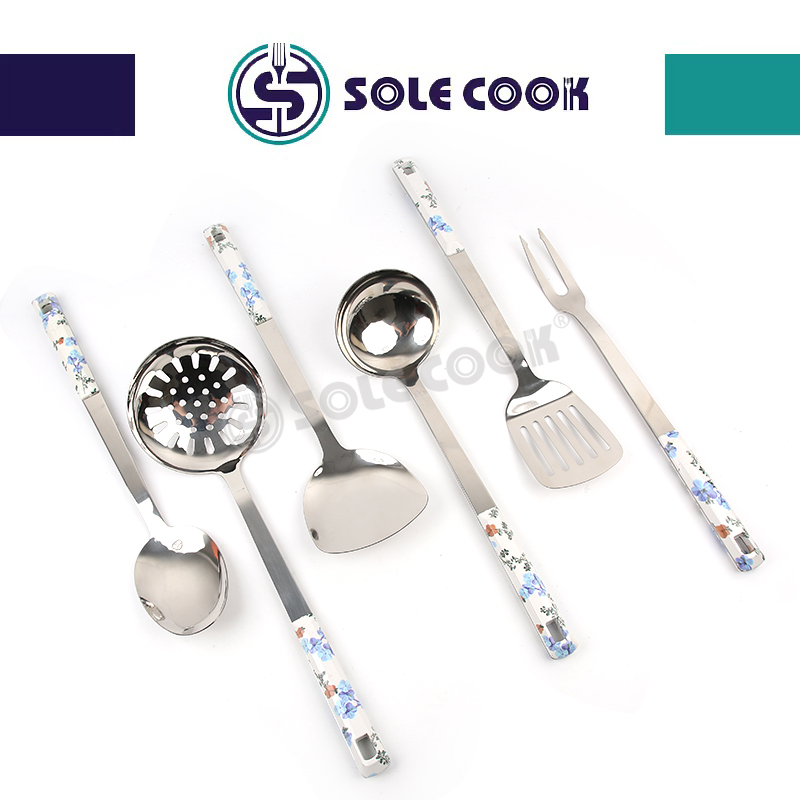 sole cook传统工艺精美SC-J608系列不锈钢厨房烹饪锅铲汤漏勺厨具套装详情图1