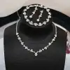 Cross-border best-selling exquisite claw chain necklace, earrings, bracelet set, three-piece set, full diamond collarbone chain, evening dress accessories Item Picture