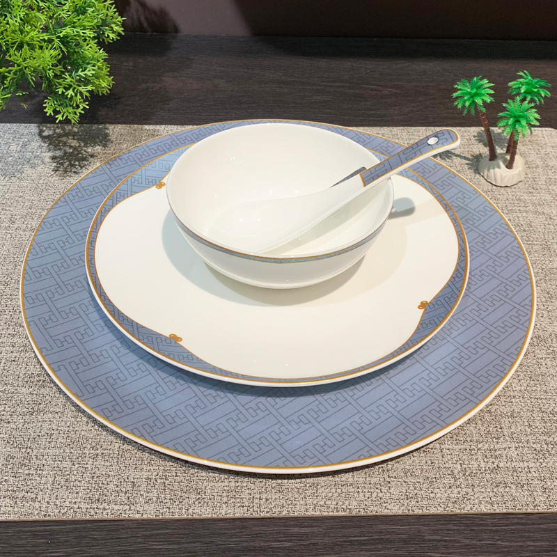 Ceramic tableware, hotel and club table setting tableware set, creative ceramic eight-piece set, bowls, plates and dishes, hotel supplies wholesale details Picture