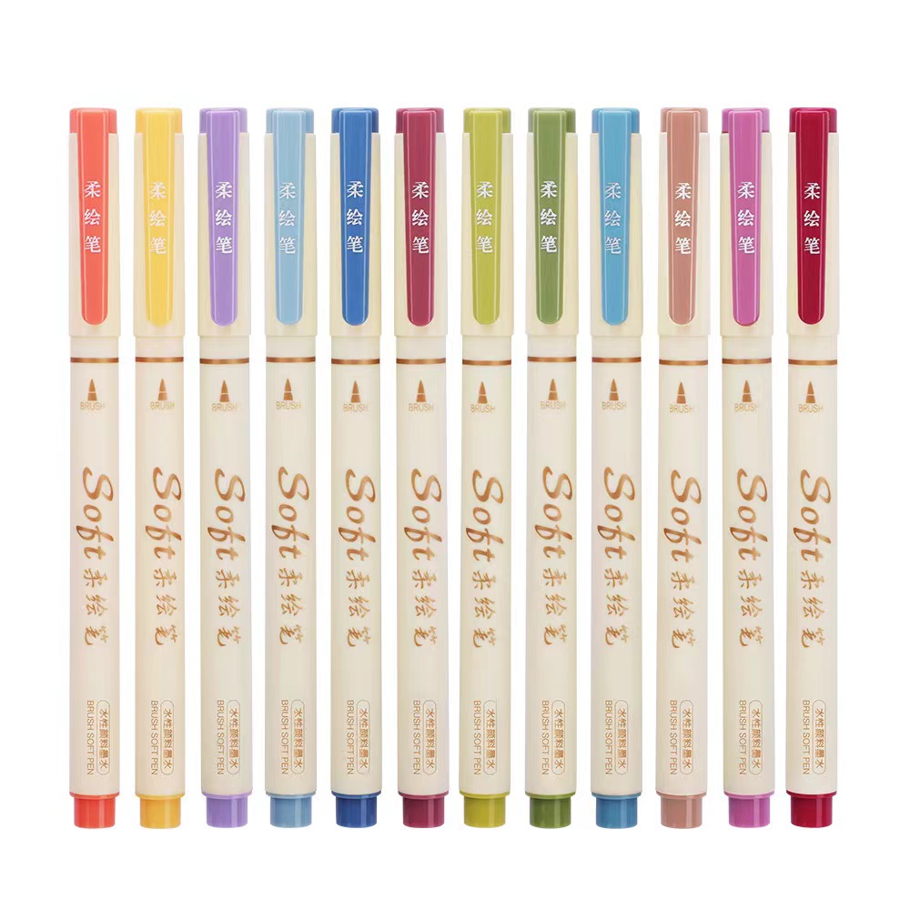 Soft drawing pen, colored elegant pen, drawing planner, doodling, soft-tipped outlining pen