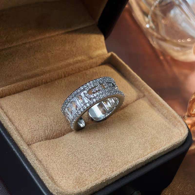Xin Ai Love 502 full zircon copper plated real gold ring female niche design index finger ring thumbnail