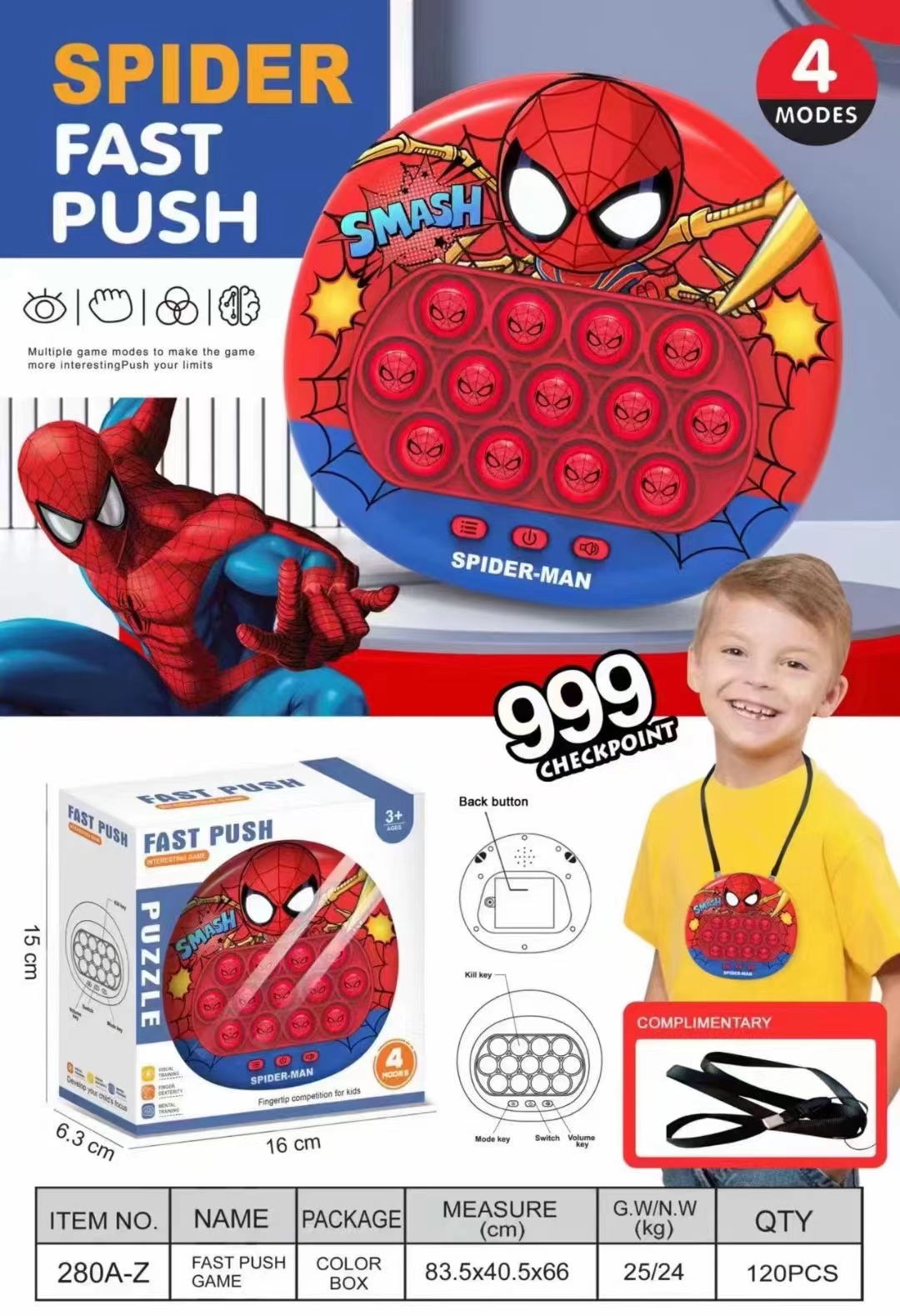 New Strawberry Bear Children's Press and Play Stress-Relieving Magic Tool, Educational kids' Quick Push Whac-a-Mole Killer Pioneer Game Console