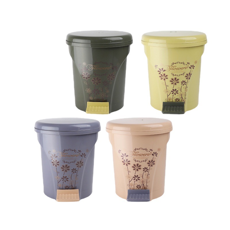 X111-2089 medium-sized foot-operated sanitary bucket with lid, hand-held inner bucket, inner and outer separated trash can detail image 2