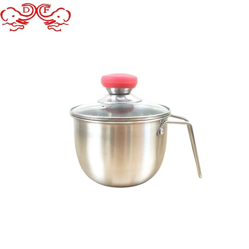 DF99118 Multi-functional milk wok Single-handle milk wok Stainless steel wok Glass lid Milk wok Pan Creative Milk wok Kitchen pan Milk wok Hotel supplies DF trading house