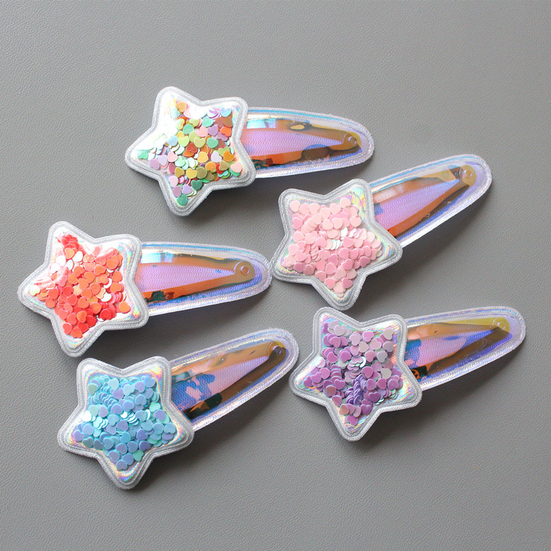 新款韩国大亮片中空可爱简约儿童包布头饰渐变BB夹发夹001渐变夹发夹001