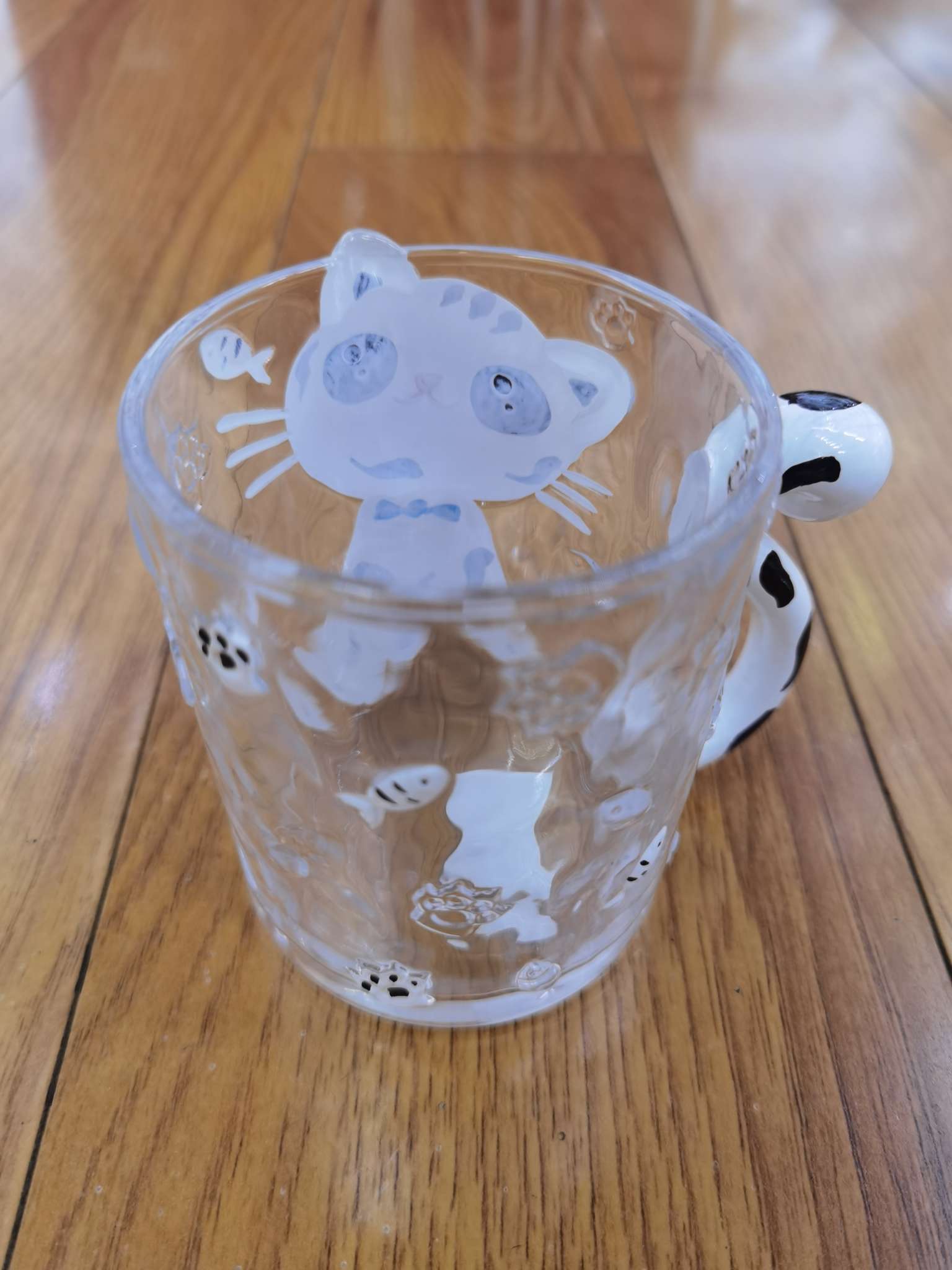 玻璃杯猫杯彩色手绘工艺浮雕玻璃工艺详情图3