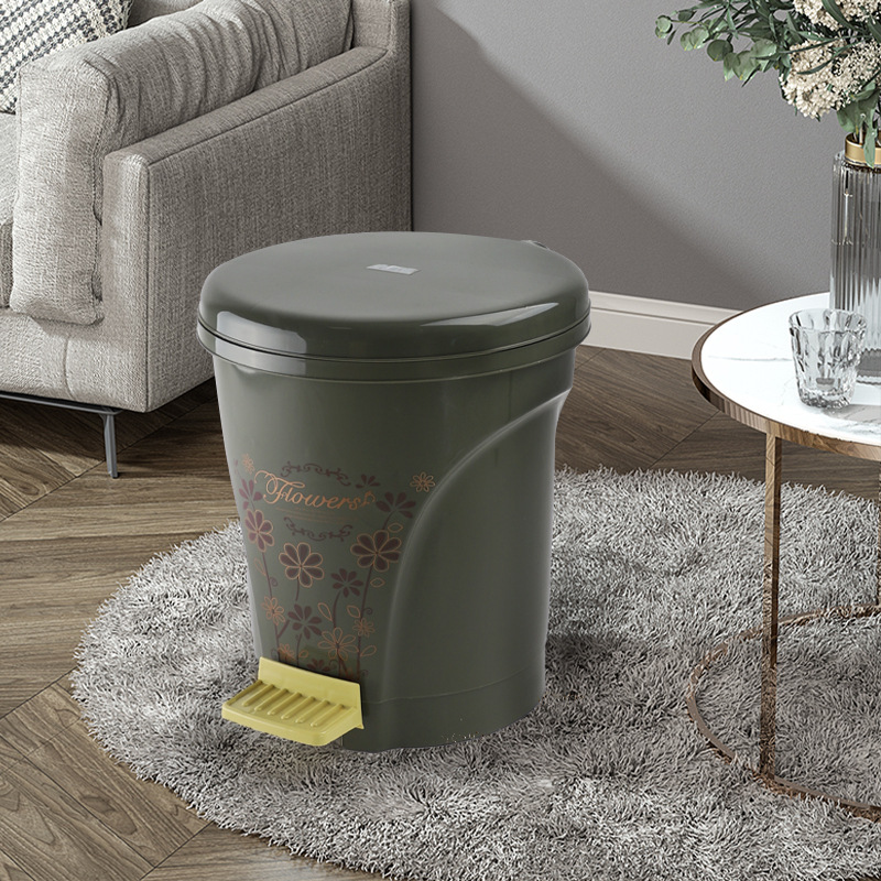 X111-2089 medium-sized foot-operated sanitary bucket with lid, hand-held inner bucket, inner and outer separated trash can detail image 5