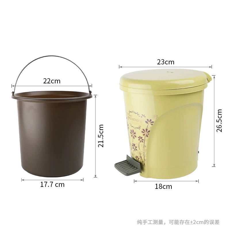 X111-2089 medium-sized foot-operated sanitary bucket with lid, hand-held inner bucket, inner and outer separated trash can detail image 6