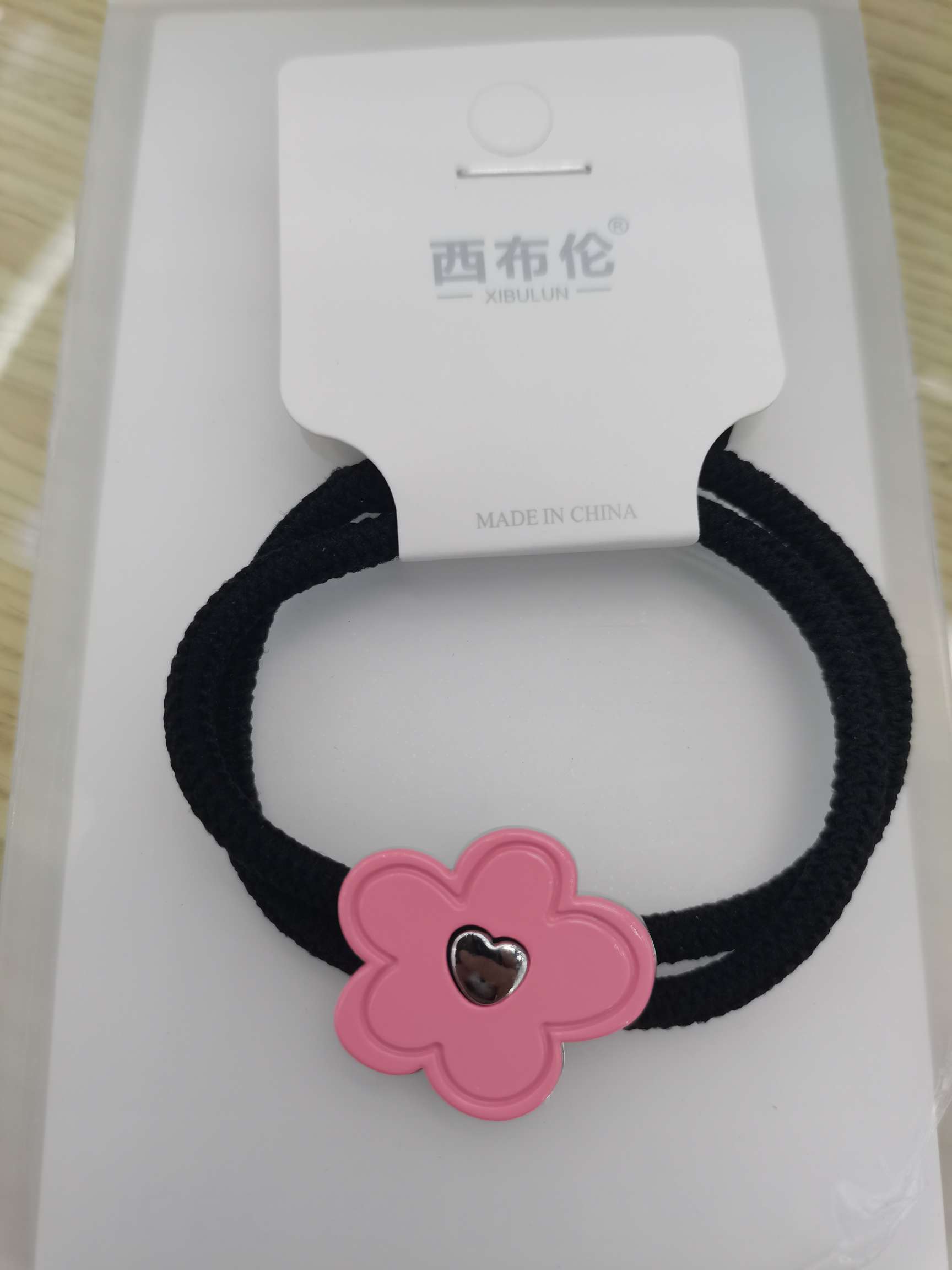 Zebron Jewelry [Five Colors] Alloy Five-Leaf Flower Black Nylon Rope Irregular Shape Network Explosive Thick Rope Rubber Band Double Alloy Accessories full figure