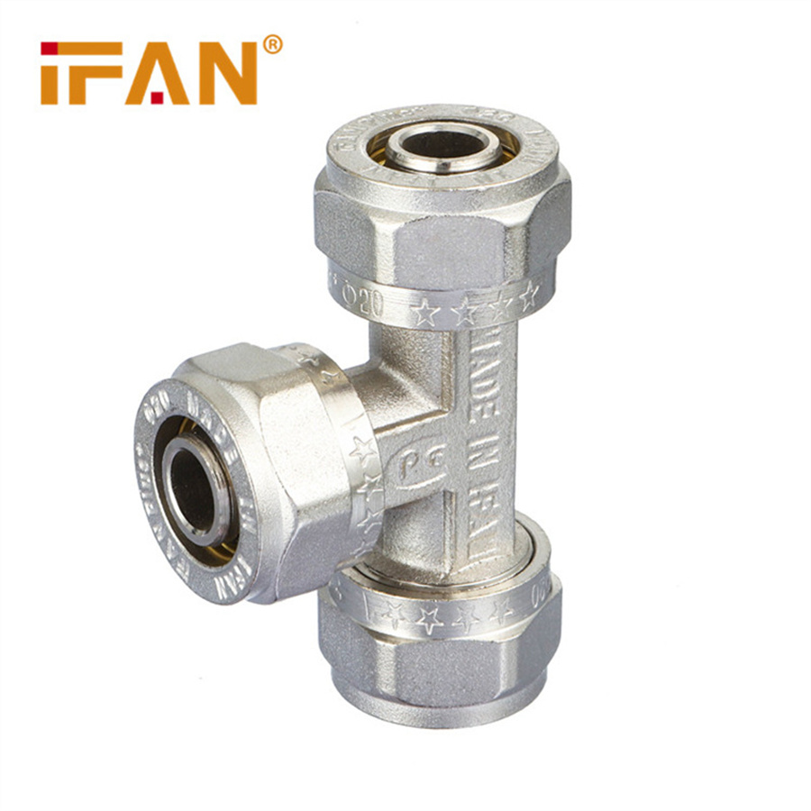 IFAN aluminum-plastic pipe copper joint, PEX pipe fittings ferrule joint, T16×16×16 electroplated three-way Application Scenario