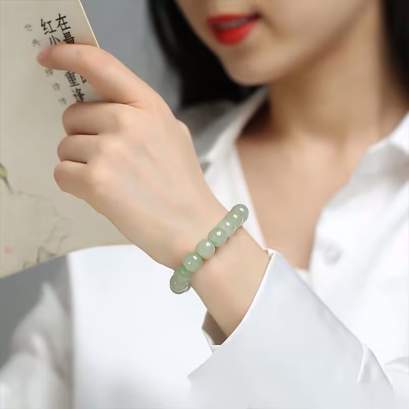 Natural Hetian Jade Qiemu Blue Old Bead Manufacturers Direct Natural Jade Jewelry Natural Jade Bracelet Specification drawing