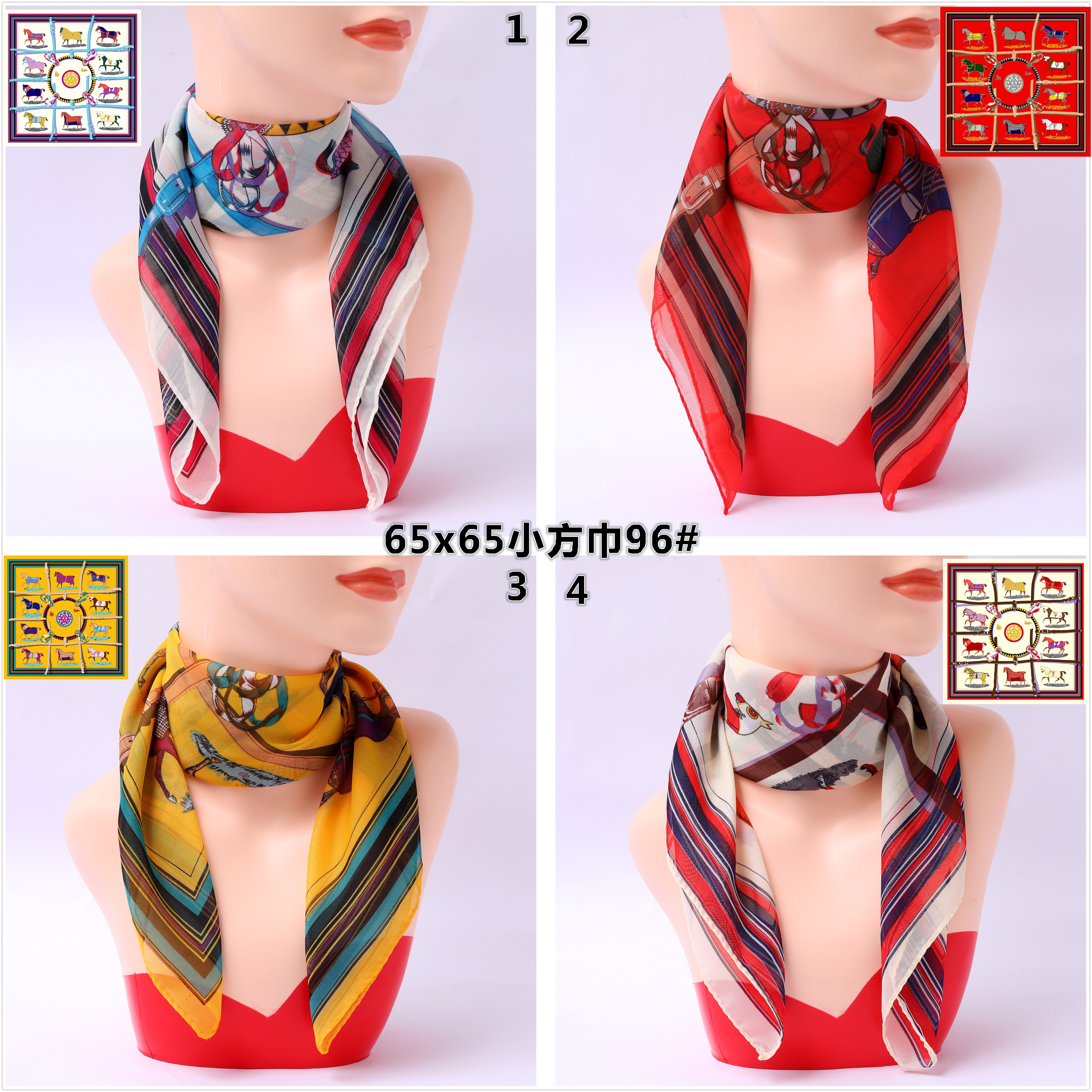 Chiffon Small Square Scarf Polka Dot Printed Silk Scarf Neck Protection Square Scarf Sunscreen Gauze Scarf Dance Scarf Neck Specification drawing