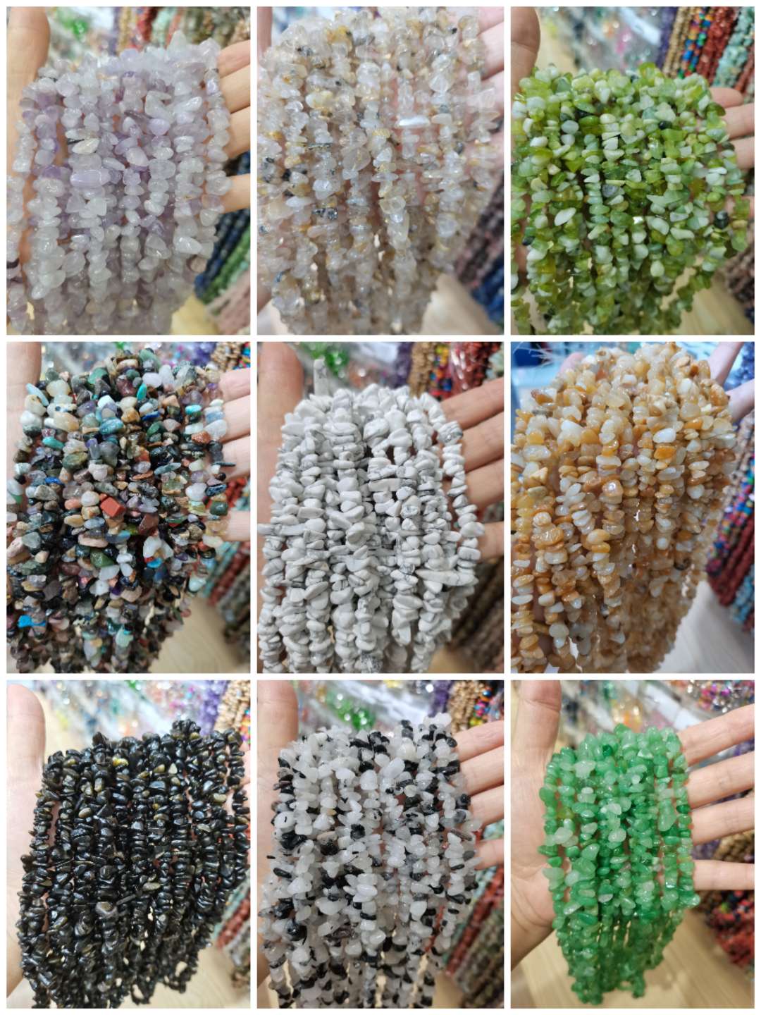 5-8碎石半成品天然石彩色石头水磨石子diy饰品配件绿东陵碎石散珠