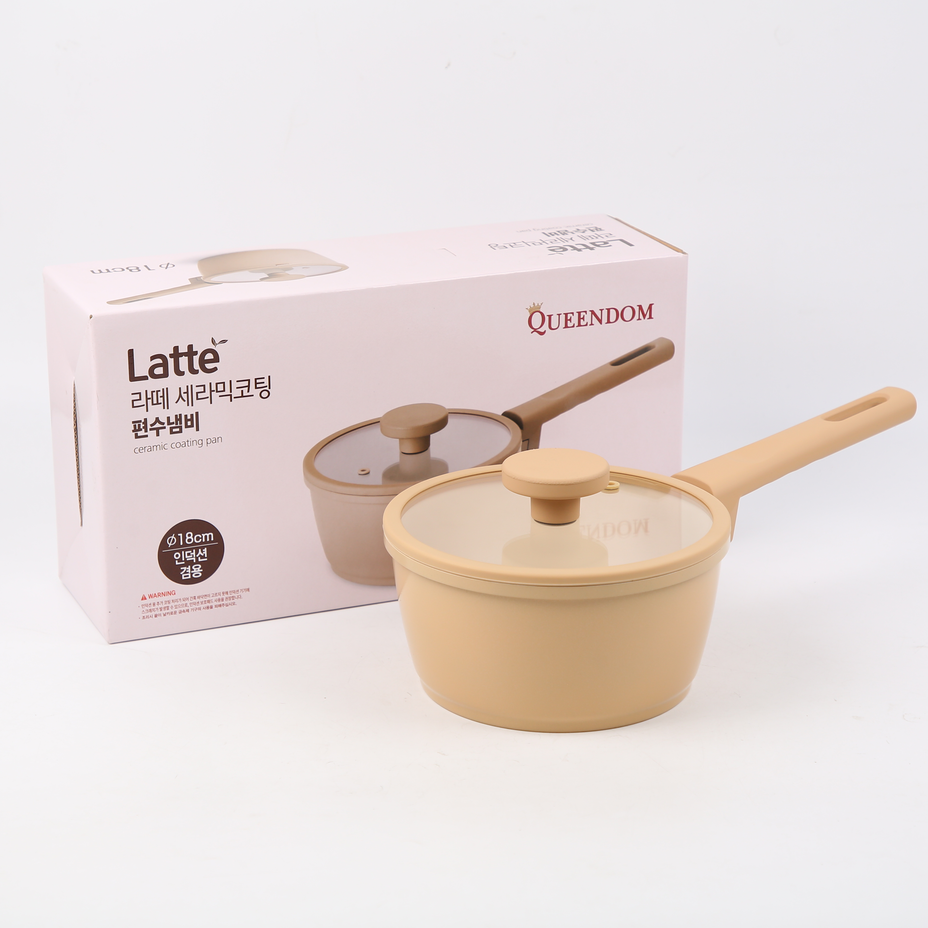 厨房密码 韩国进口厨具 米色IH单柄奶锅18cm