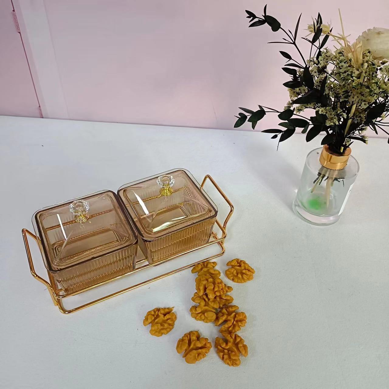 轻奢家用糖果盒零食盘客厅茶几水果盘酒店前台糖果盘子摆件200爱家工艺