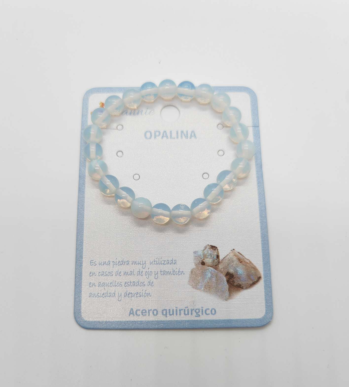 8哩男款天然紫晶手链-蛋白石手链-合成兰松石手链