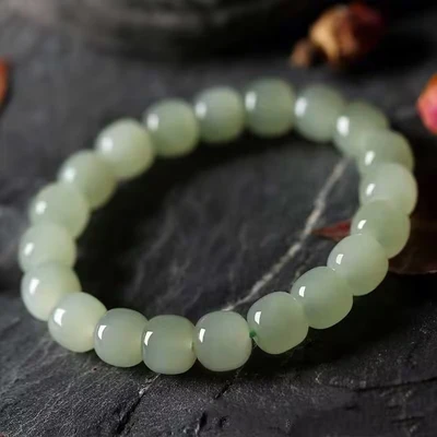 Natural Hetian Jade Qiemu Blue Old Bead Manufacturers Direct Natural Jade Jewelry Natural Jade Bracelet