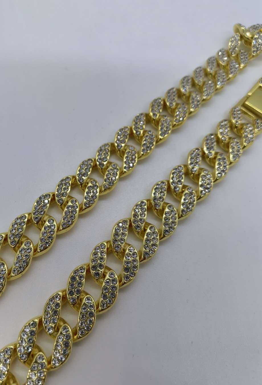 A 50-centimeter-long alloy full diamond fashion cross-border hip-hop gold necklace detail image 2