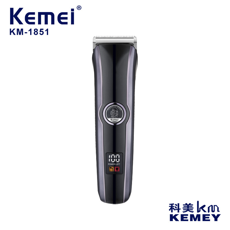 科美/KEMEI跨境USB快充电推剪理发器 专业油头雕刻液晶数显电推子