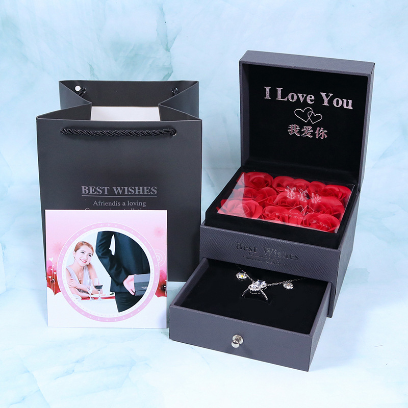 Valentine's Day rose jewelry box, double-layer drawer, nine-flower lipstick gift box, necklace ring gift box wholesale details Picture