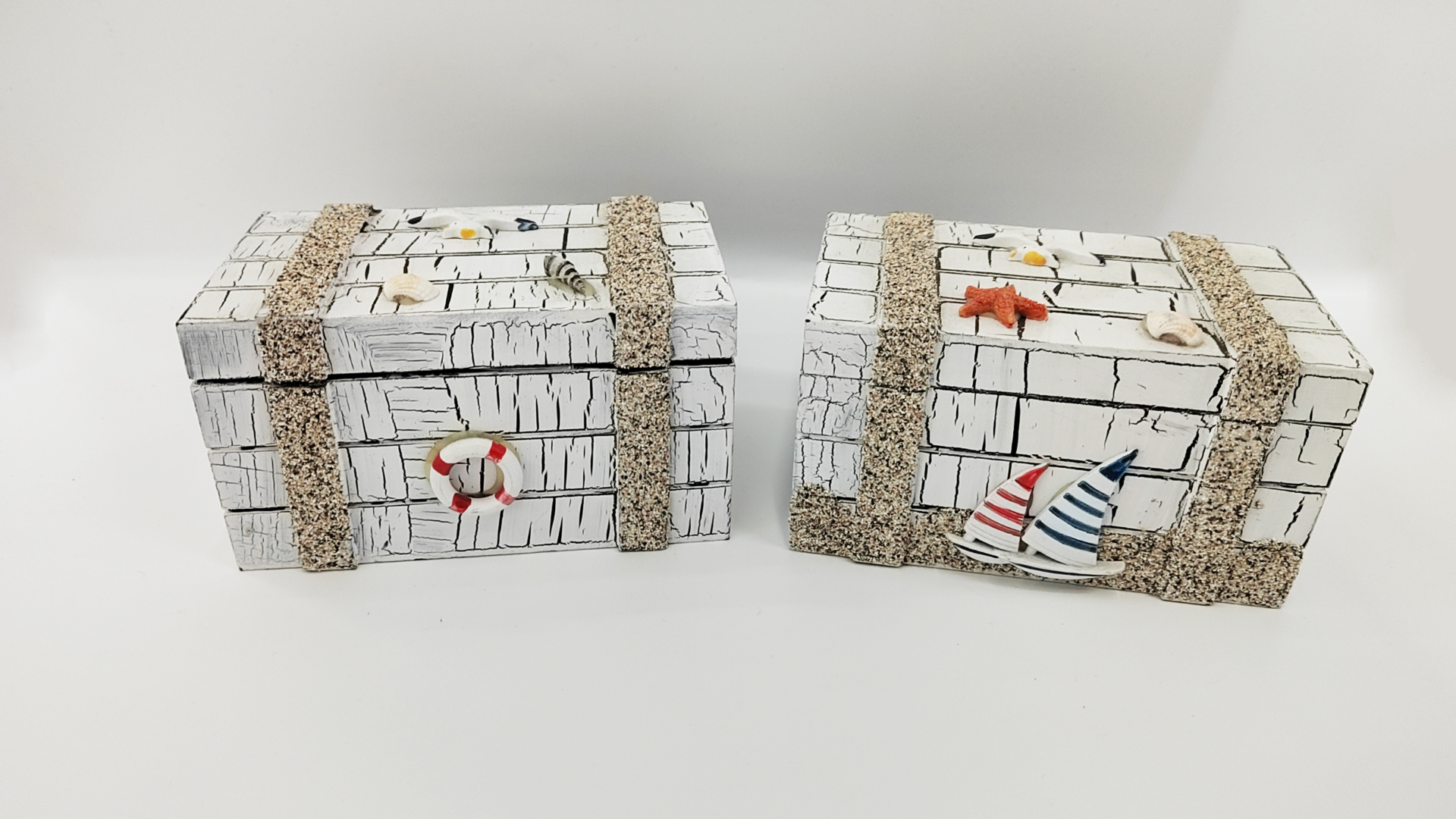 海洋风海底小木箱装饰摆件地中海风格沙滩木盒子创意摆台道具摆设