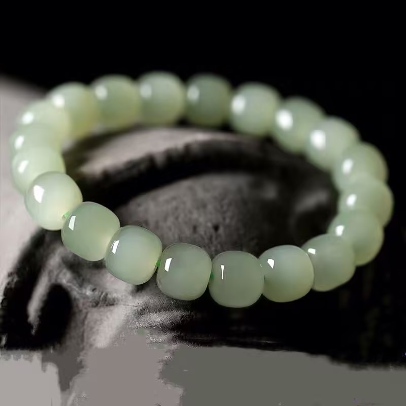 Natural Hetian Jade Qiemu Blue Old Bead Manufacturers Direct Natural Jade Jewelry Natural Jade Bracelet details Picture
