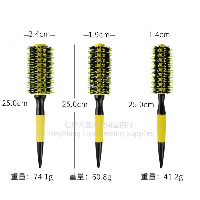 美洲热销款/猪鬃毛铝管滚梳/卷发梳子/圆滚梳/理发店专用/美发造型梳子白底实物图