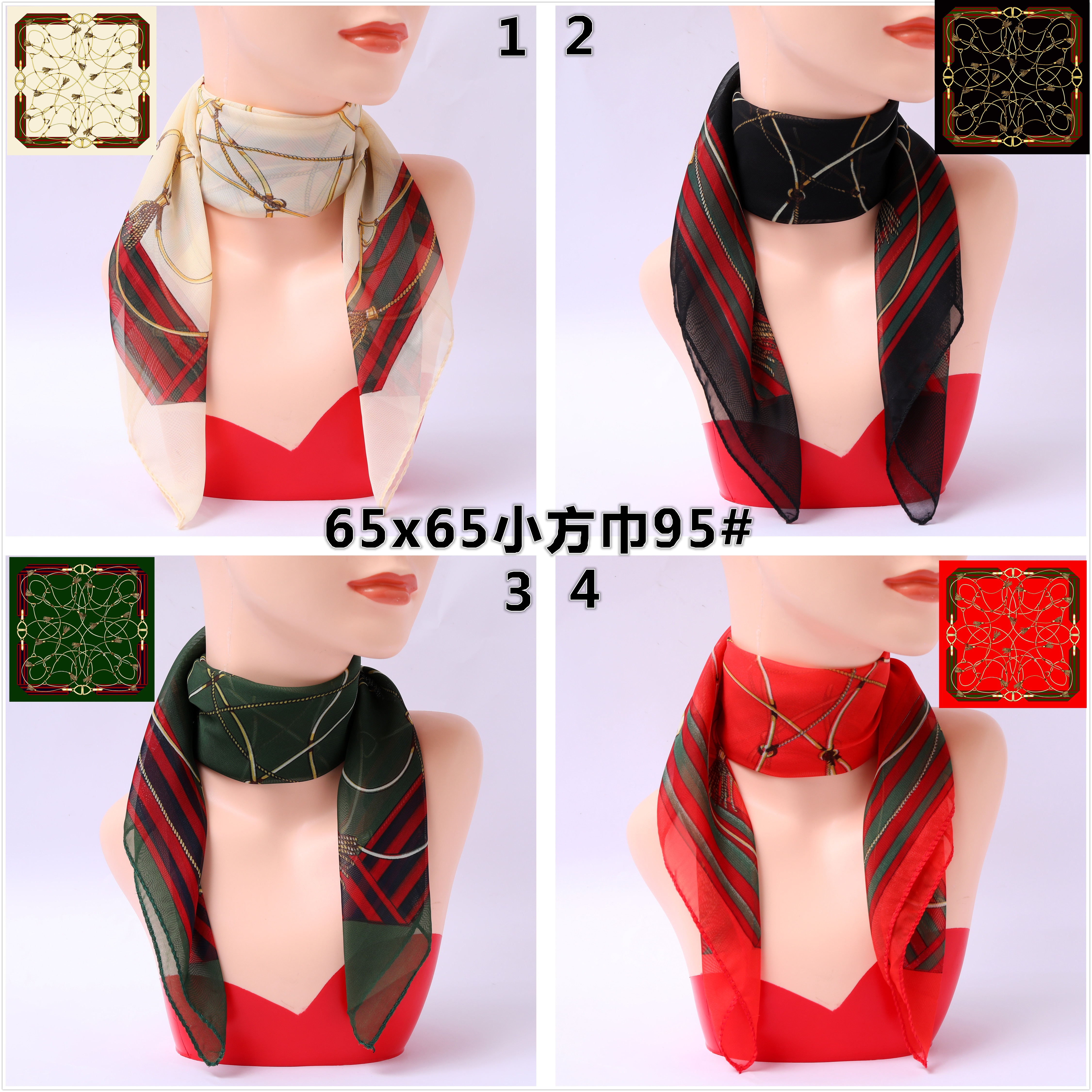 Chiffon Small Square Scarf Polka Dot Printed Silk Scarf Neck Protection Square Scarf Sunscreen Gauze Scarf Dance Scarf Neck Application Scenario