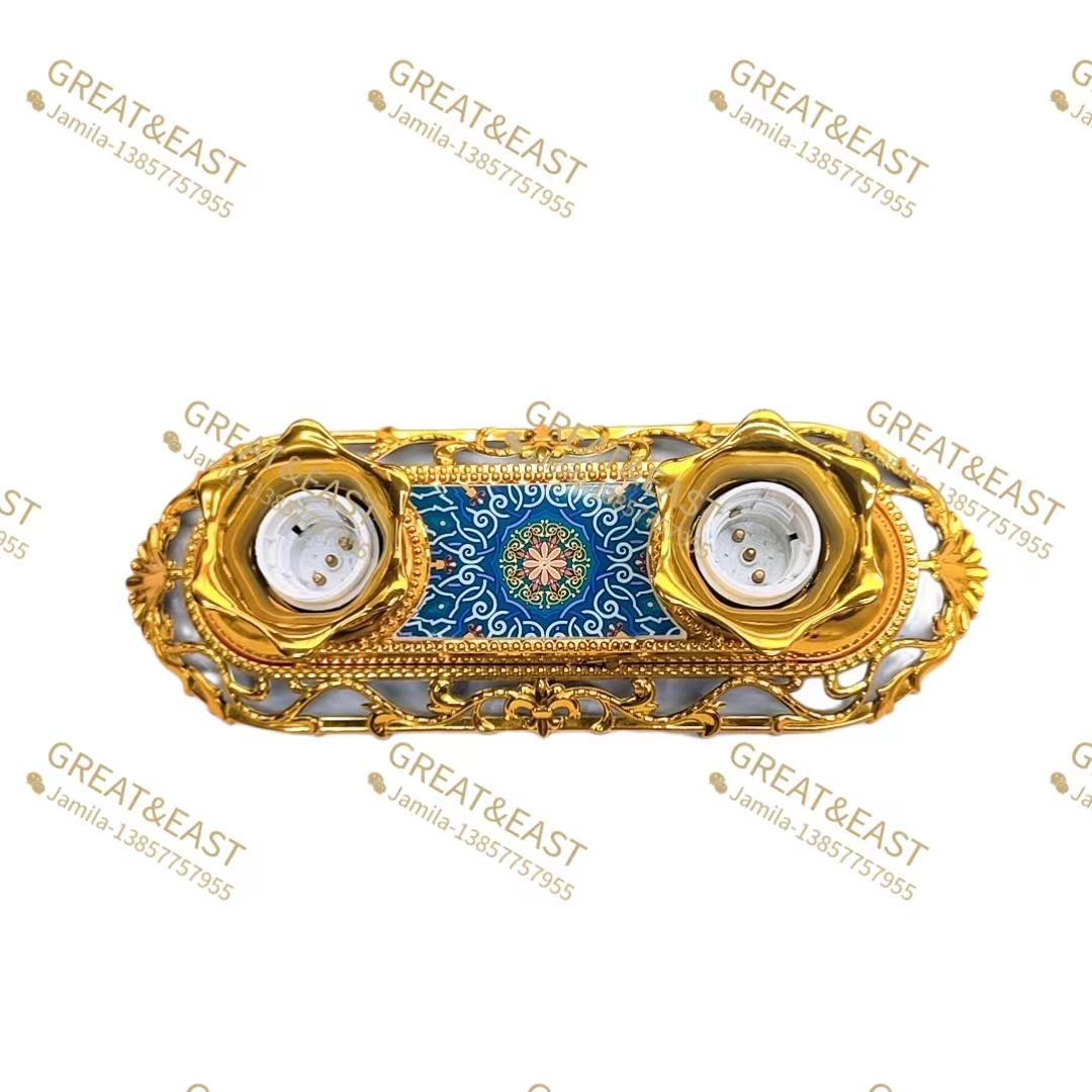 Gold blue flower plastic lamp holder, dual-purpose wick, socket and screw socket for electrical products Item Picture