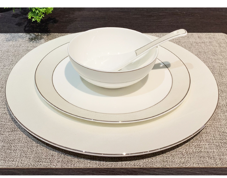 酒店用品摆台八件套陶瓷餐具套装西餐盘子会所陶瓷牛排盘米饭碗定制印logo详情5