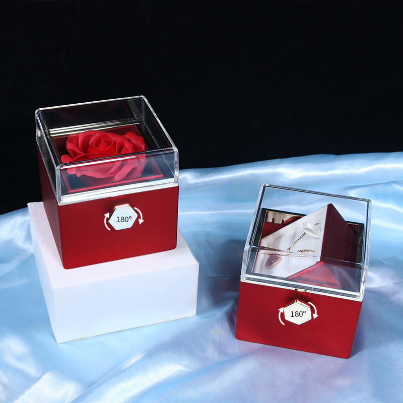 Eternal flower jewelry box, creative rotatable necklace, rose gift box, proposal and declaration ring, necklace box customization details Picture