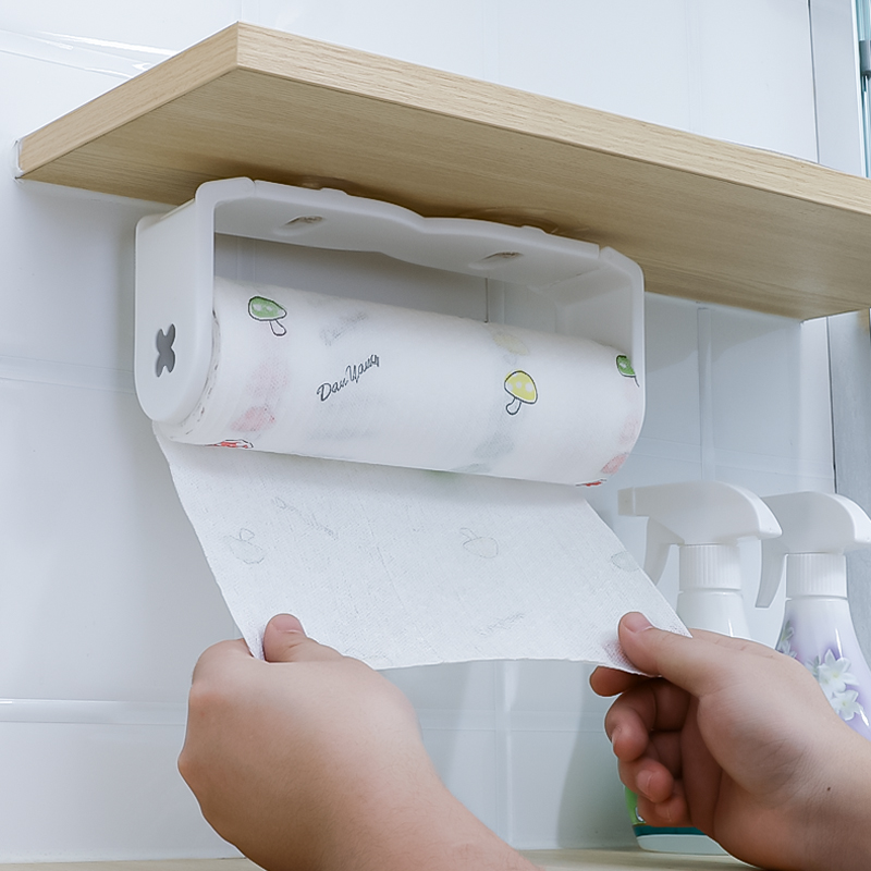 sanada Japanese imported paper towel storage rack, suction cup type kitchen paper towel organization rack, wall-mounted roll paper towel rack Application Scenario