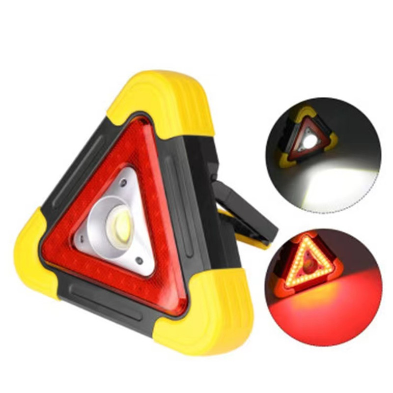 多功能太阳能LED三角警示投光灯手机充电停车折叠交通应急灯