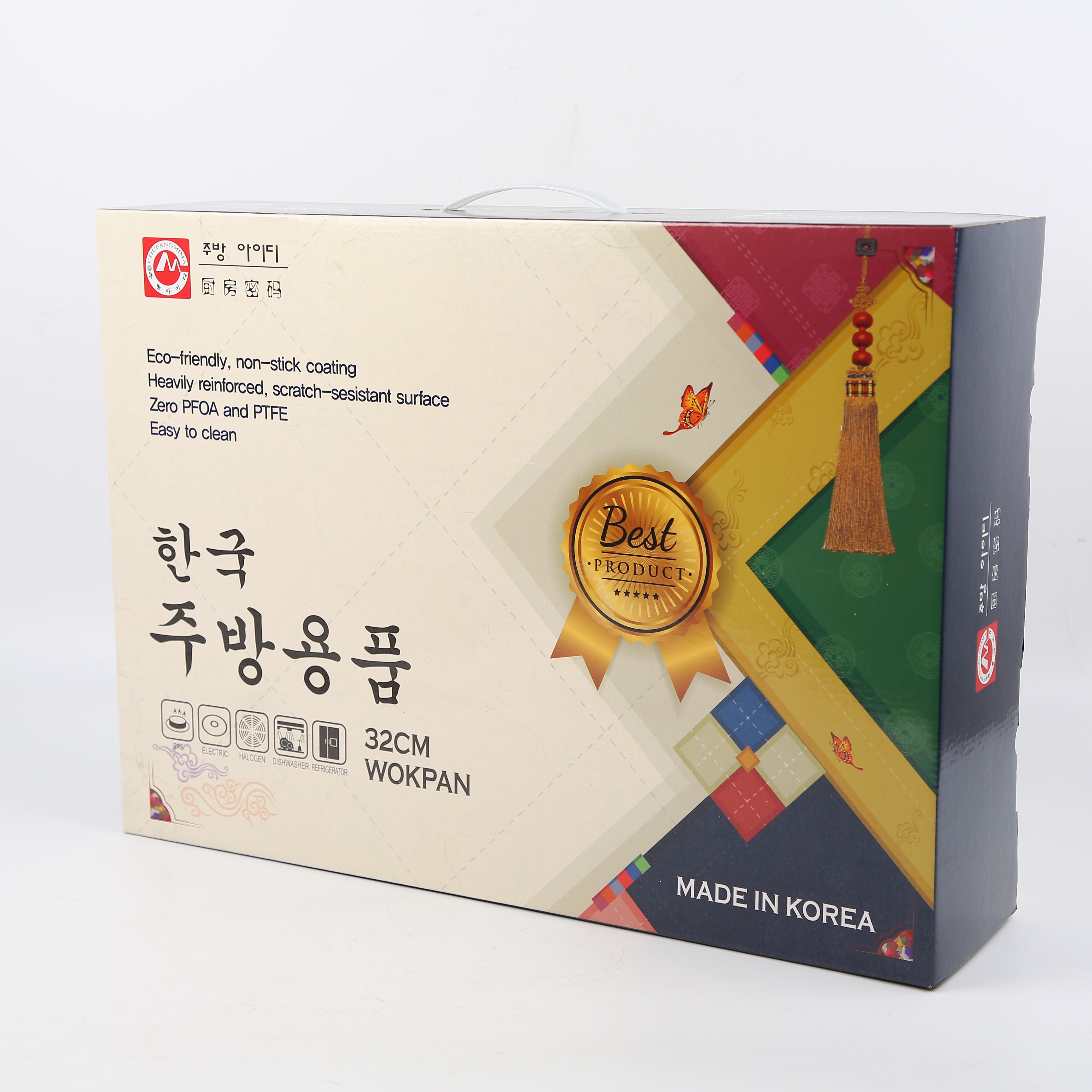 Kitchen Code: Korean Imported Kitchenware 3D Universal Brown Ceramic Non-stick wok 32cm (Lid Not included) Item Picture