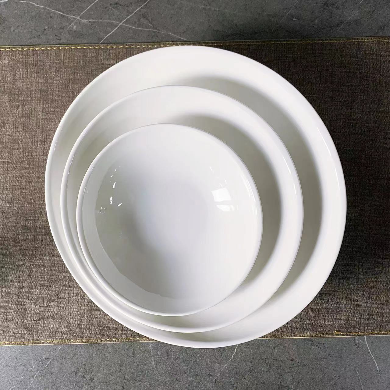 经典白瓷7寸9寸11寸圆形碗面碗汤碗酒店餐馆宴会用家用