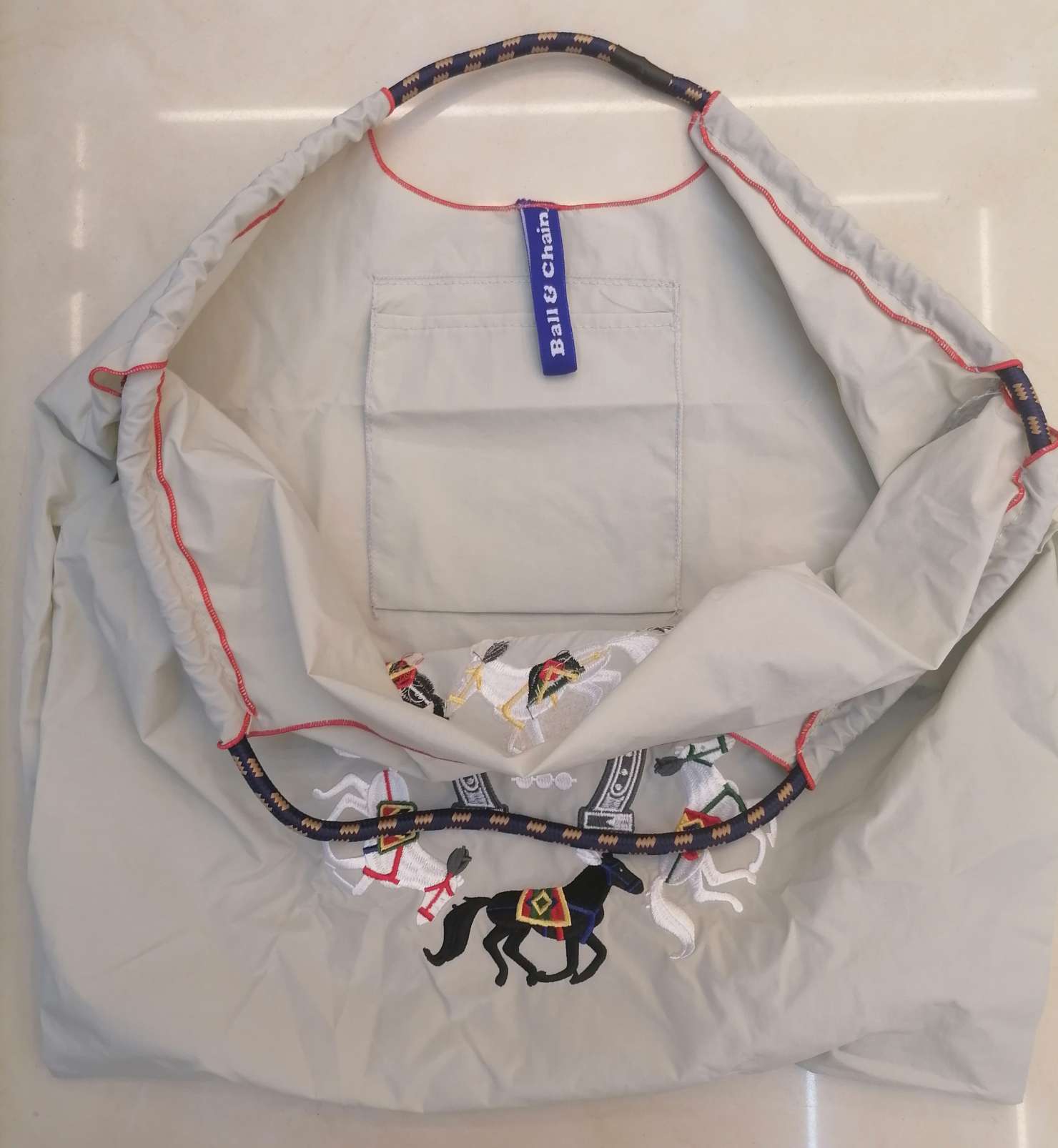 ball chain刺绣购物袋手拎包牛津布袋刺绣尼龙购物袋手提单肩包详情图3