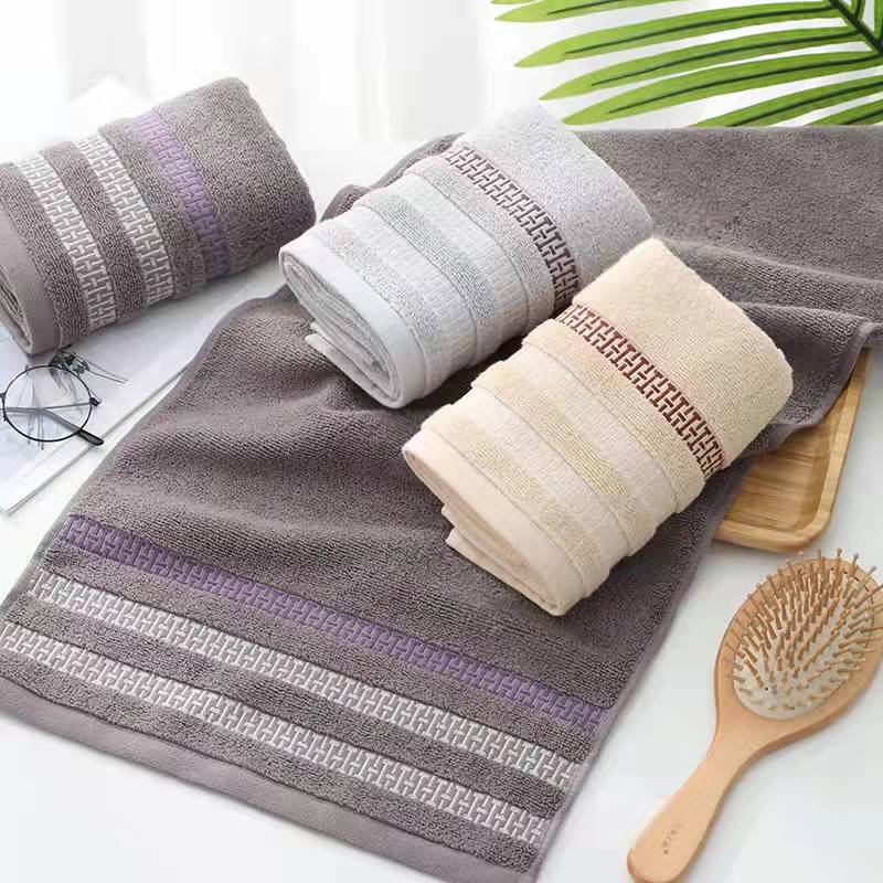 Hengyuanxiang 2GT7483 Dark style grid plain pure cotton towel, Class A quality face towel, dirt-resistant and durable Specification image