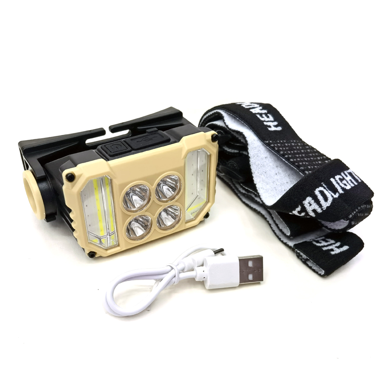 YJ-A03 (LED+COB) USB charging plastic headlamp, cycling headlamp, Outdoor camping lamp, miner's lamp, repair headlamp, camping lamp, fishing lamp Application Scenario