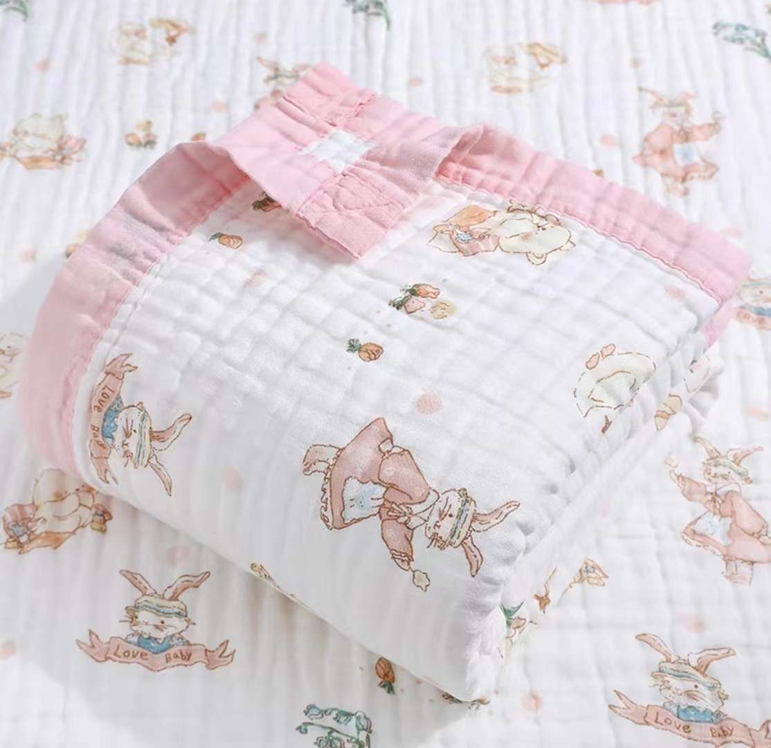 Six-layer high-density washed gauze bath towel, baby nap blanket, breathable gauze small quilt, 110*120cm detail image 3