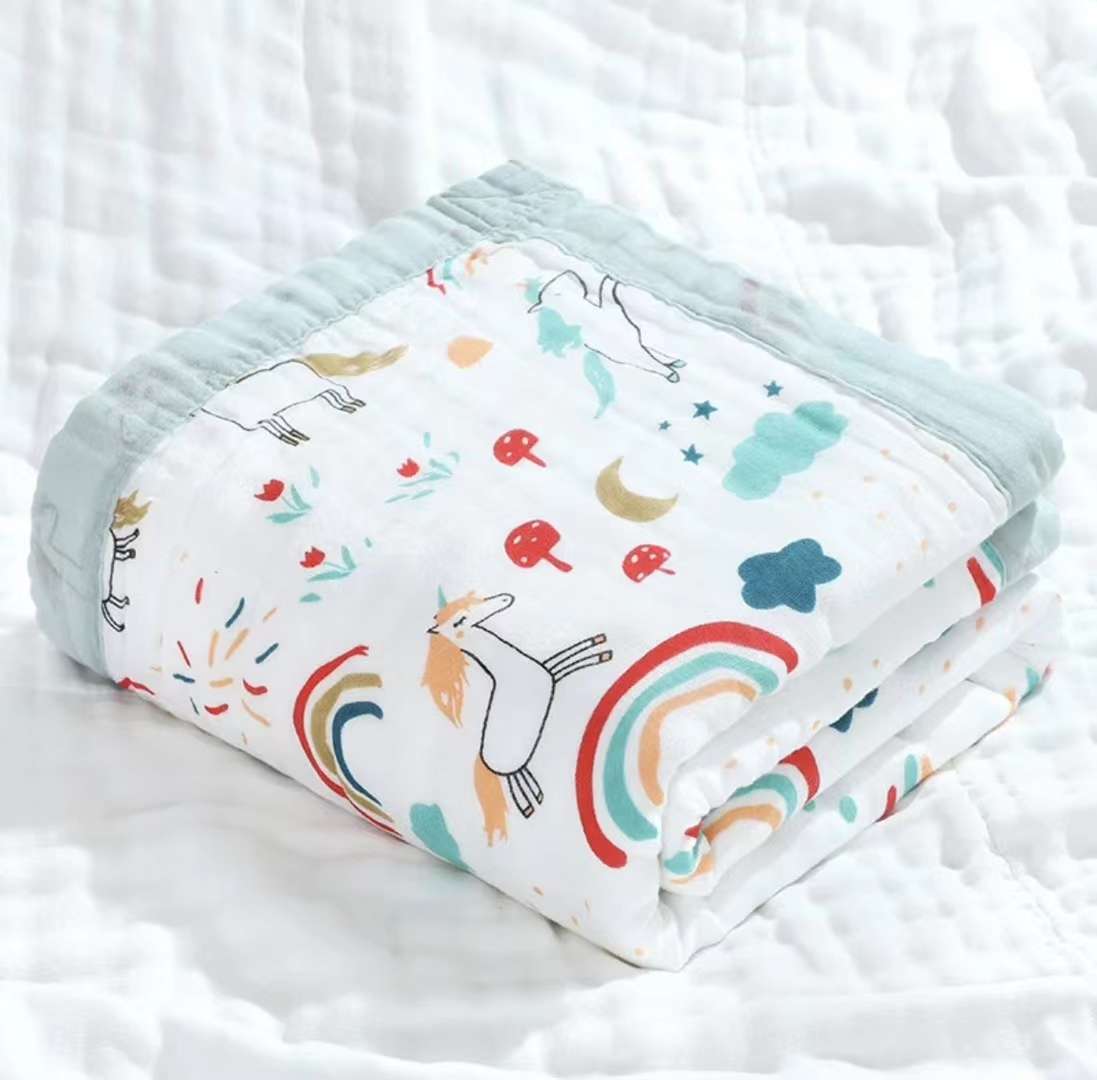 Six-layer high-density washed gauze bath towel, baby nap blanket, breathable gauze small quilt, 110*120cm detail image 11