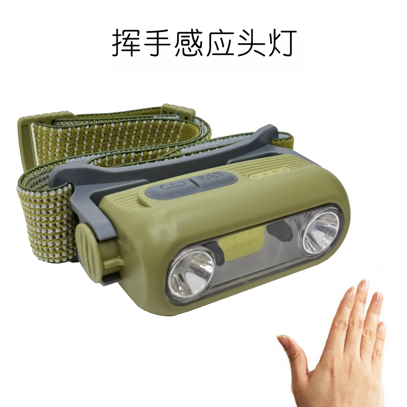 W909 sensor de luz (COB) USB recargable mini luz de plástico luz de conducción luz de camping al aire libre lámpara de mina luz de cabeza de mantenimiento luz de camping luz de pesca