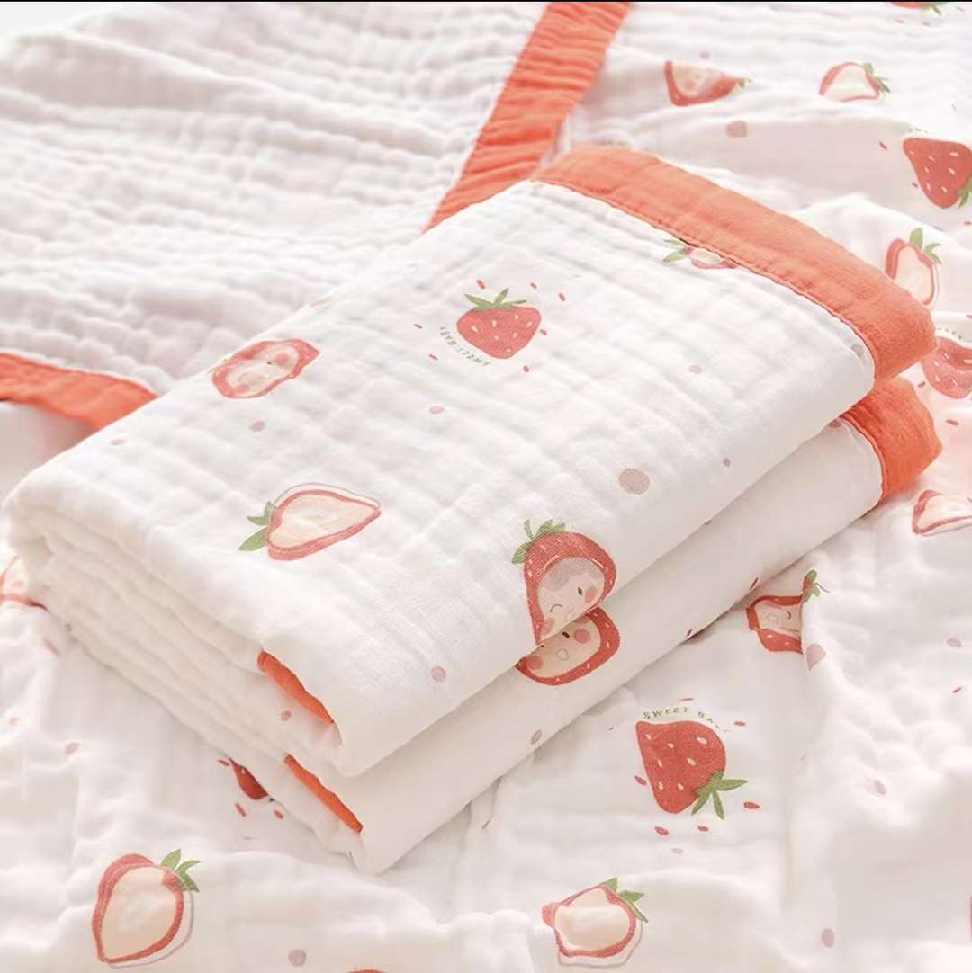 Six-layer high-density washed gauze bath towel, baby nap blanket, breathable gauze small quilt, 110*120cm detail image 12