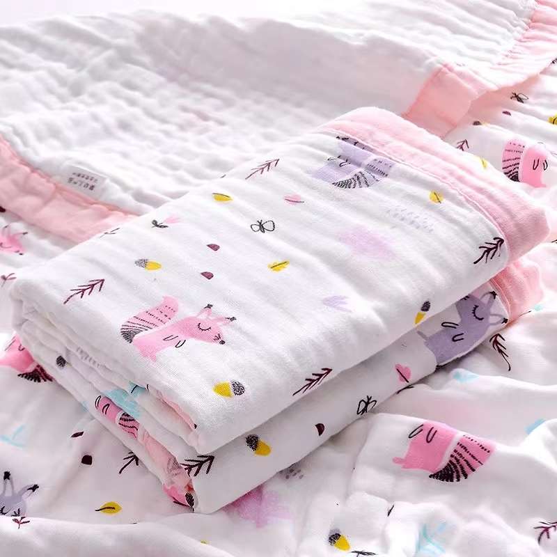 Six-layer high-density washed gauze bath towel, baby nap blanket, breathable gauze small quilt, 110*120cm detail image 5