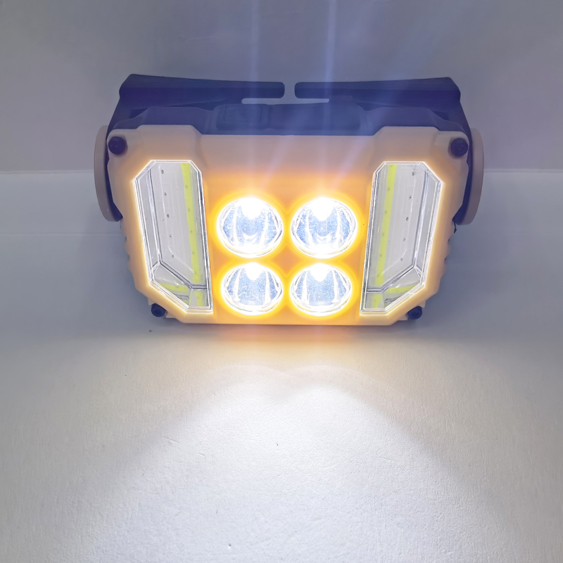 YJ-A03 (LED+COB) USB charging plastic headlamp, cycling headlamp, Outdoor camping lamp, miner's lamp, repair headlamp, camping lamp, fishing lamp Item Picture