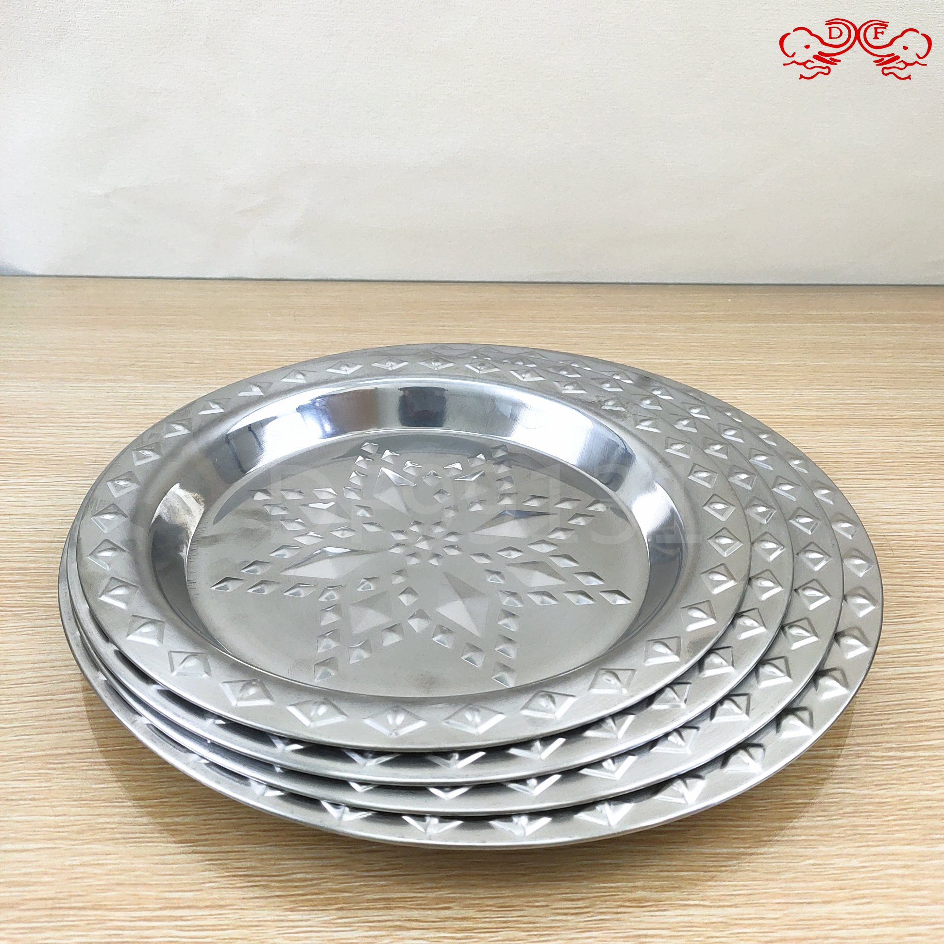 DF99131宝石盖盆锈钢盖盆精美压花圆形盖盆压花电镀水果盘盖盆厨房酒店用品爆款热销DF trading house