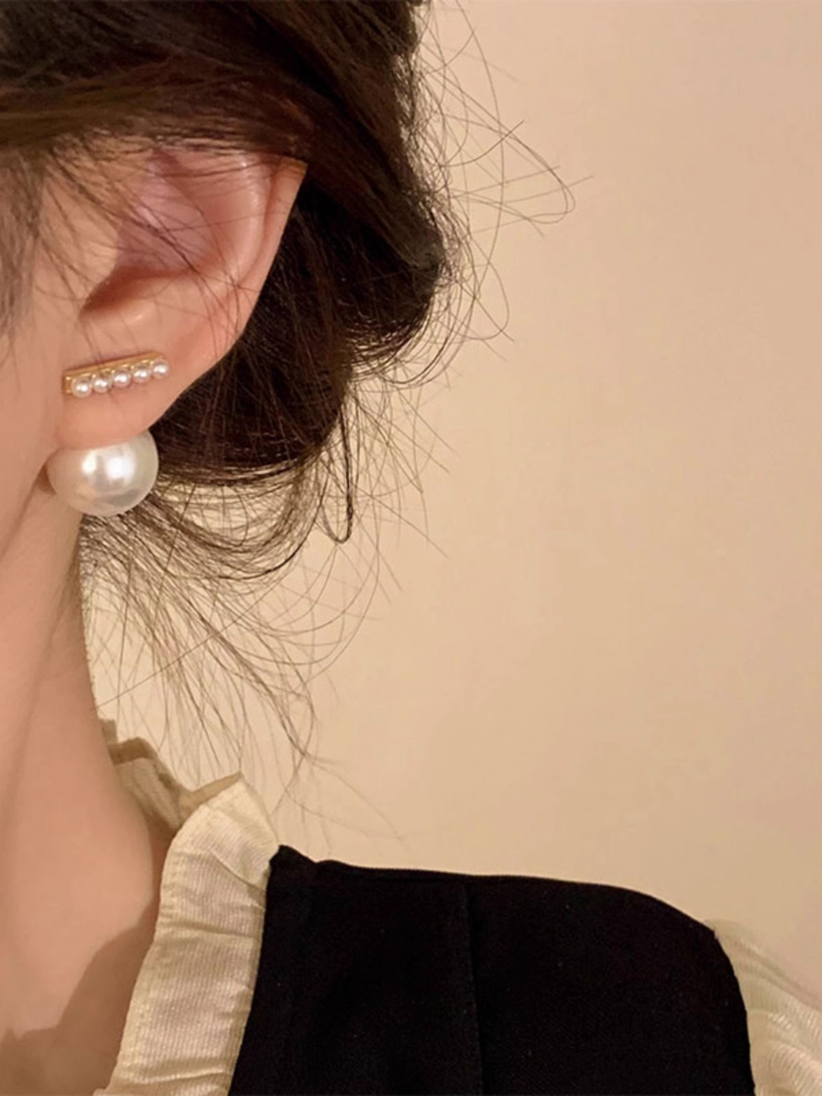 Pearl Earrings Female Light Luxury Retro High Sense Earrings Fashion Niche Design Earrings 2023 New 122 Beautiful Accessories Specification drawing