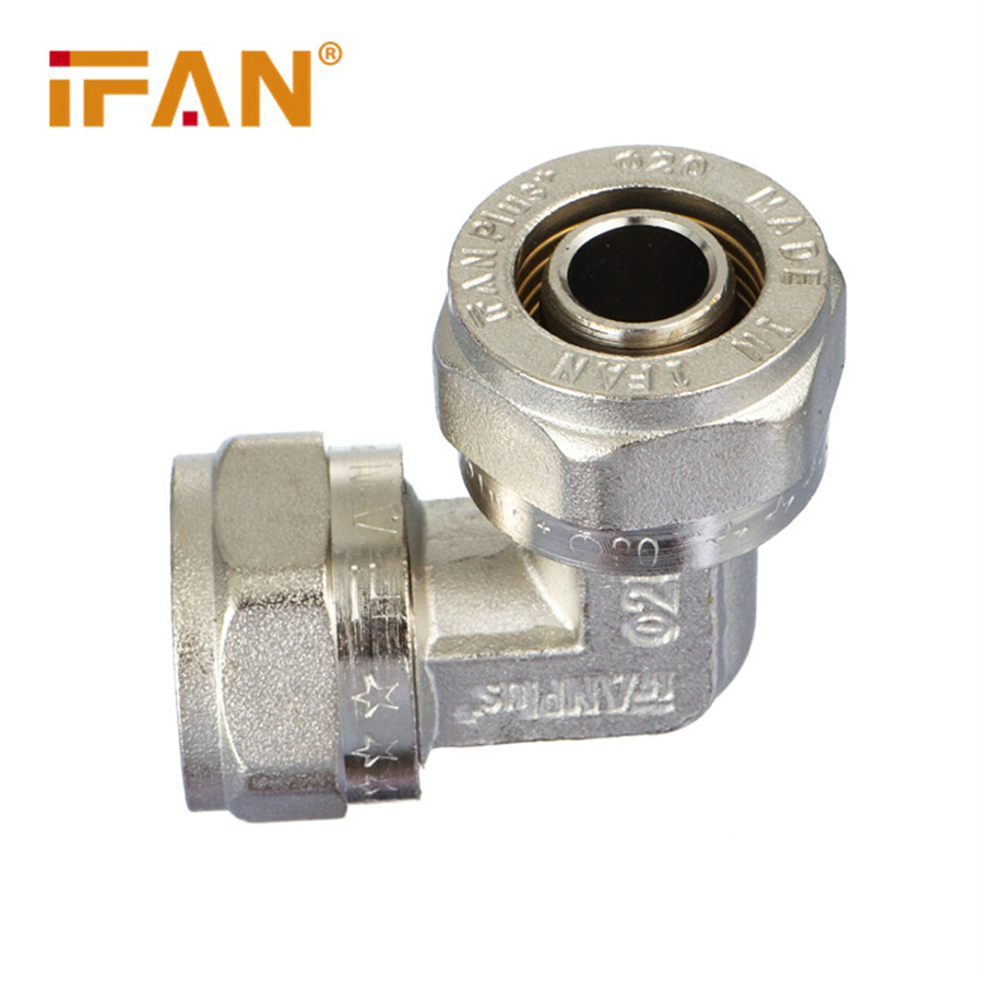 IFAN 定制 电镀铝塑管铜接头 不锈钢螺纹弯头 90度承插式螺丝弯头 